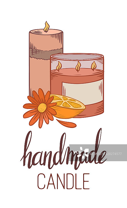 手工蜡烛竖版卡片设计草图图片素材