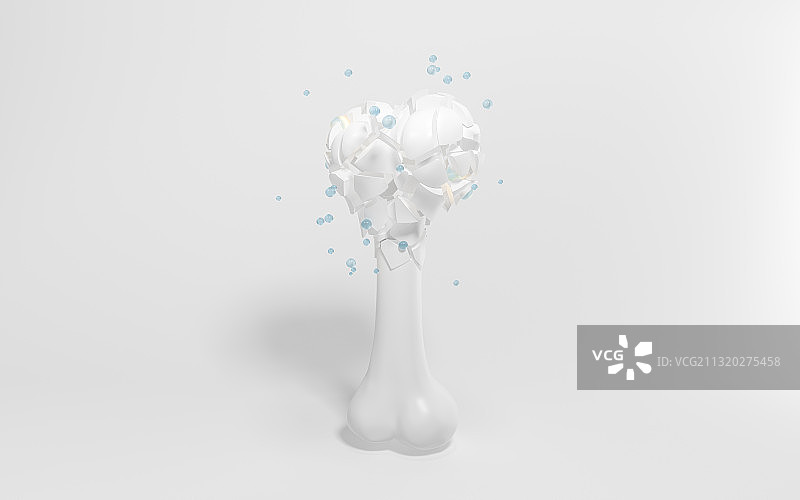 白色背景下的骨头 3D渲染图片素材