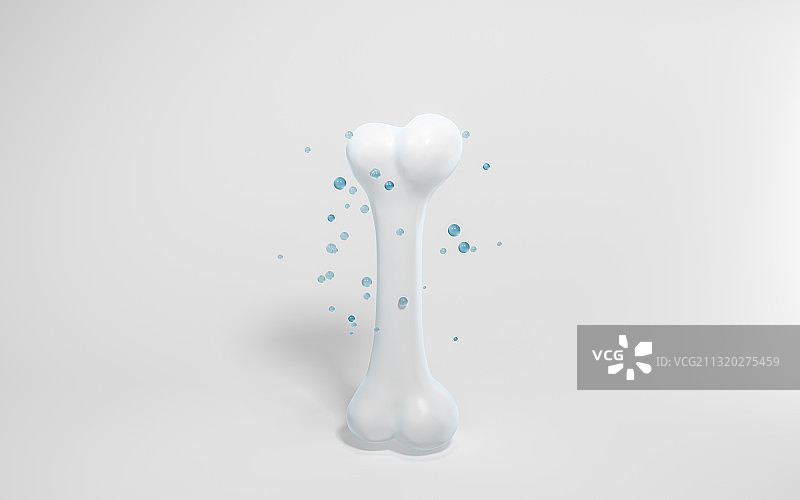 白色背景下的骨头 3D渲染图片素材