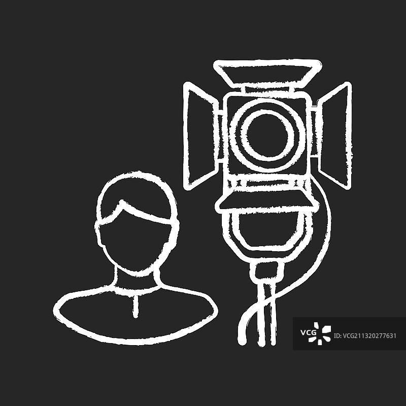 黑色背景上的照明技术员粉笔白色图标图片素材