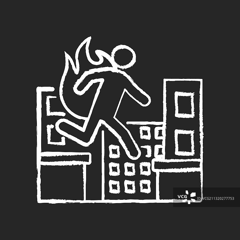 黑色背景上的特技演员粉笔白色图标图片素材