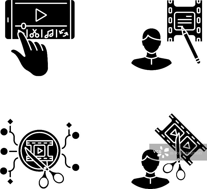 白色背景上的电影制作黑色标志图片素材