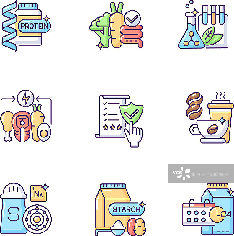 营养食物RGB颜色图标集图片素材