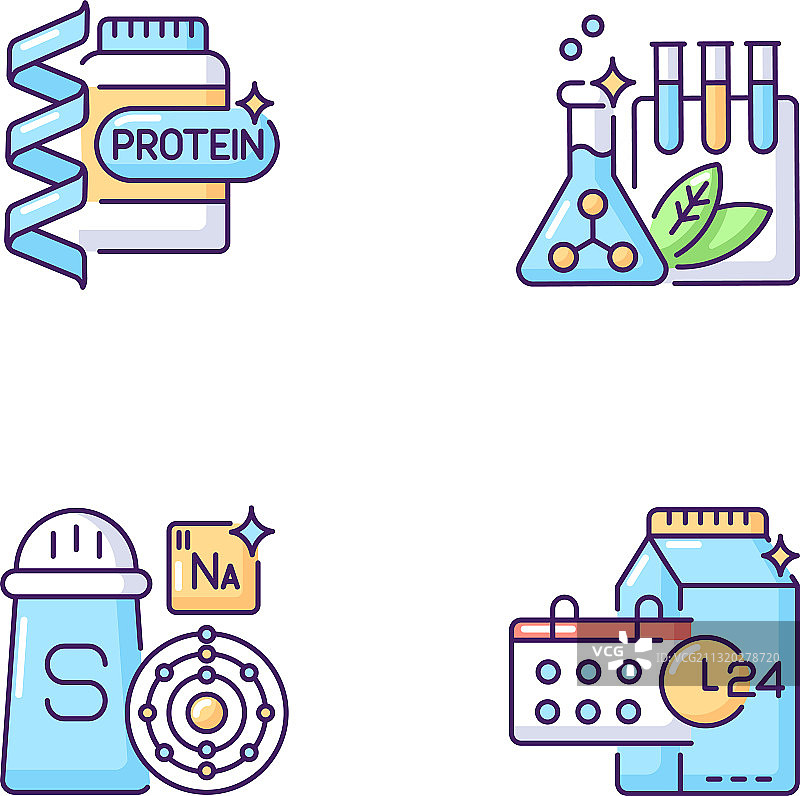 食品补充剂RGB颜色图标集图片素材
