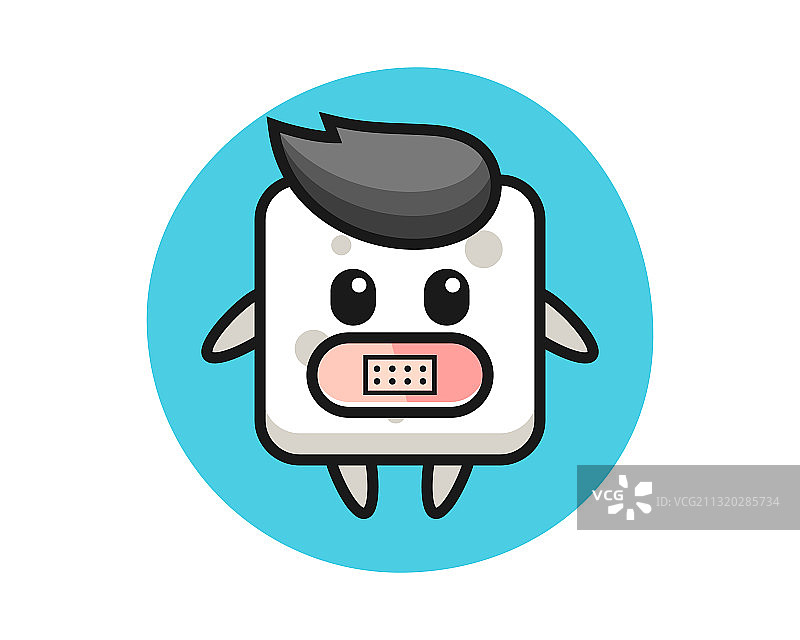 嘴巴被胶带封住的卡通方糖图片素材