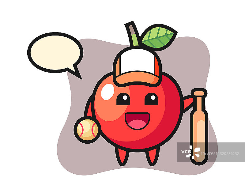 作为棒球运动员的卡通樱桃图片素材