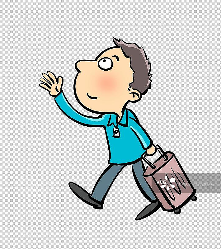 拉着行李箱的男子图片素材