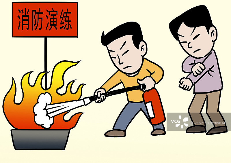 插画：消防演练图片素材