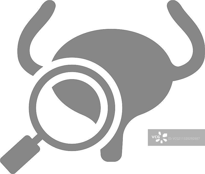 带放大镜的膀胱灰色图标图片素材