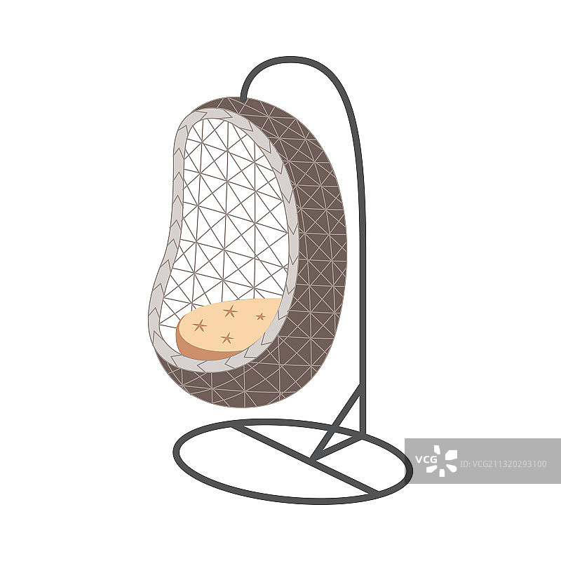 框架上的藤制茧形花园秋千椅图片素材