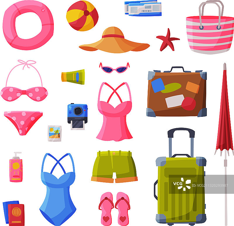 夏季度假物品泳装系列图片素材