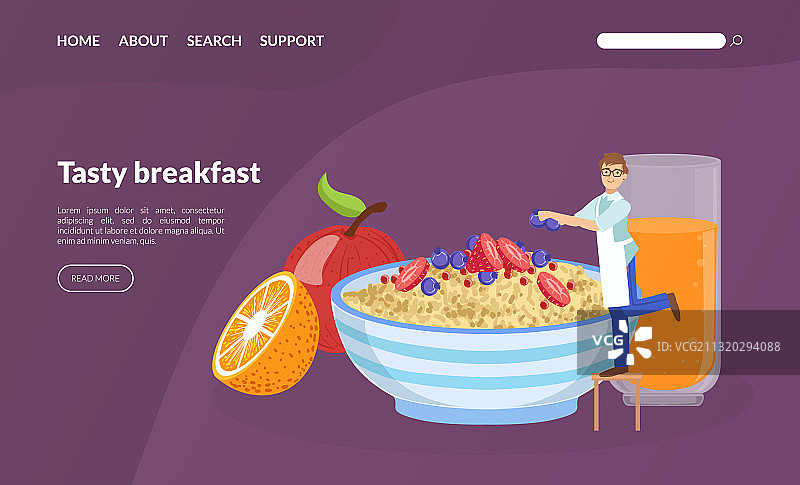 美味早餐着陆页模板图片素材