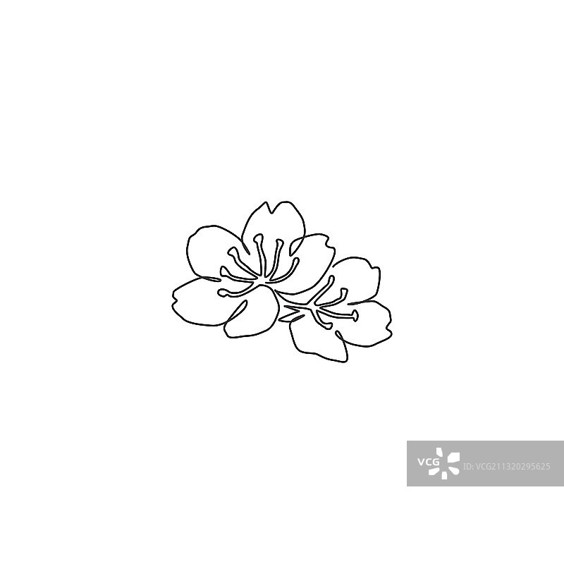 清新美女单线连续绘图图片素材