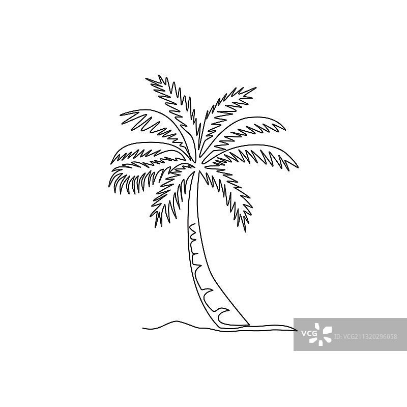椰子树单线连续画图片素材