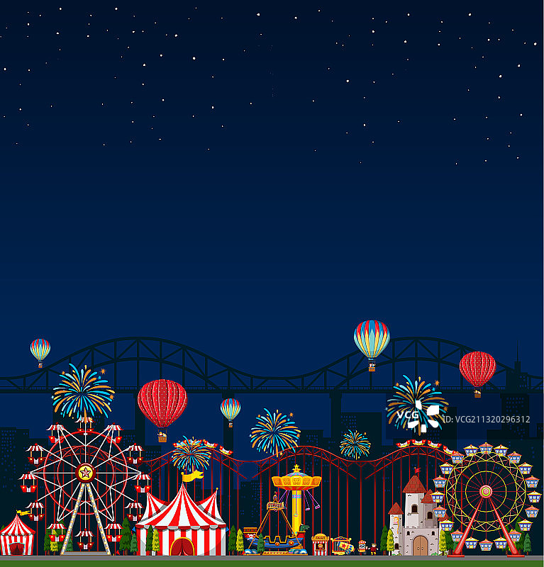 夜晚游乐园场景图片素材