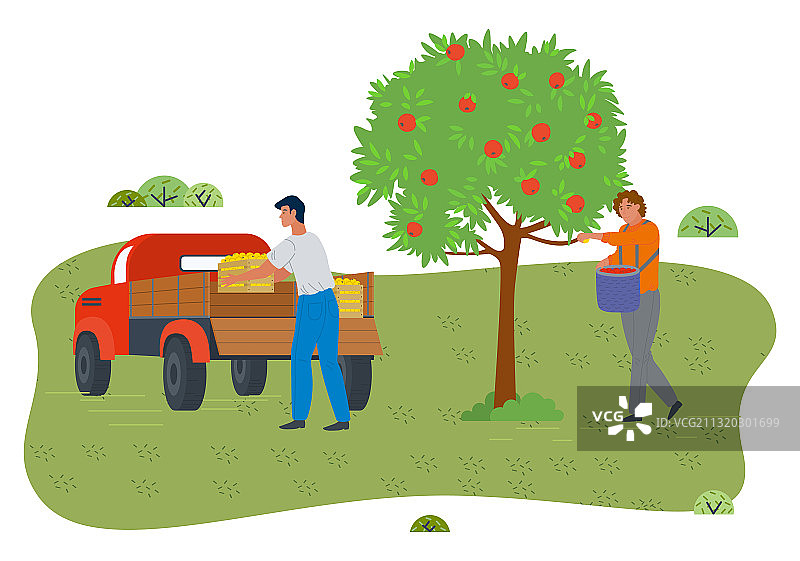 男人拿着装满水果的篮子图片素材