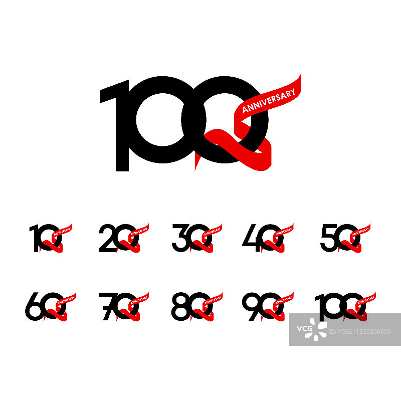 百年纪念黑色红色丝带套装图片素材