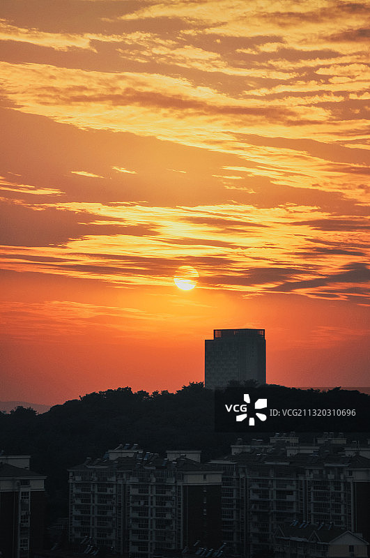 南京 幕府山 日落 火烧云图片素材