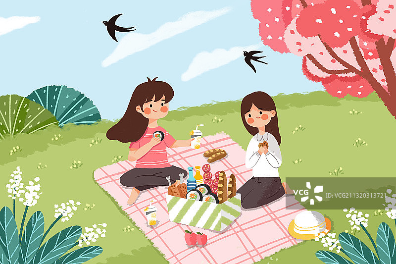 野餐郊游插画图片素材