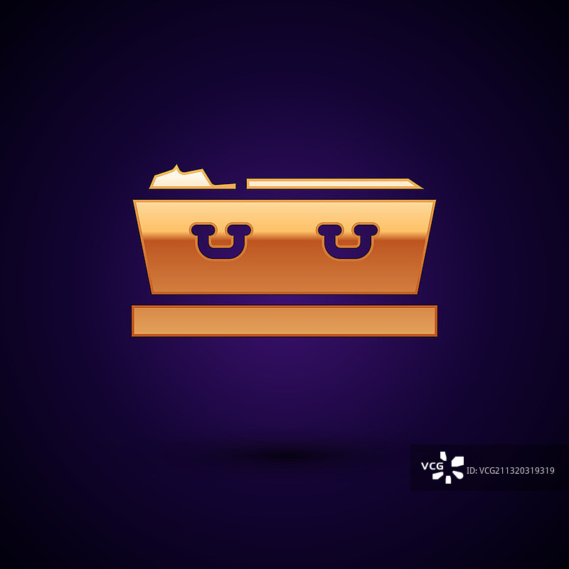 金色打开的棺材与已故尸体图标图片素材