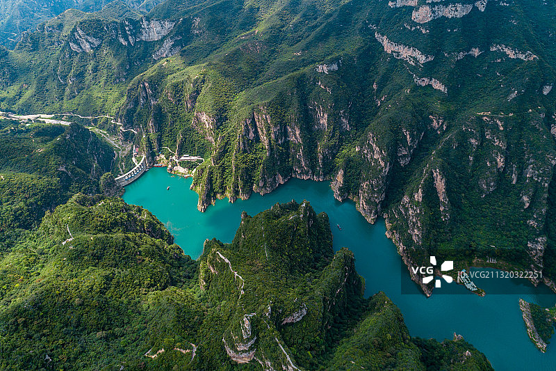 河南焦作青龙峡风景区航拍视角图片素材