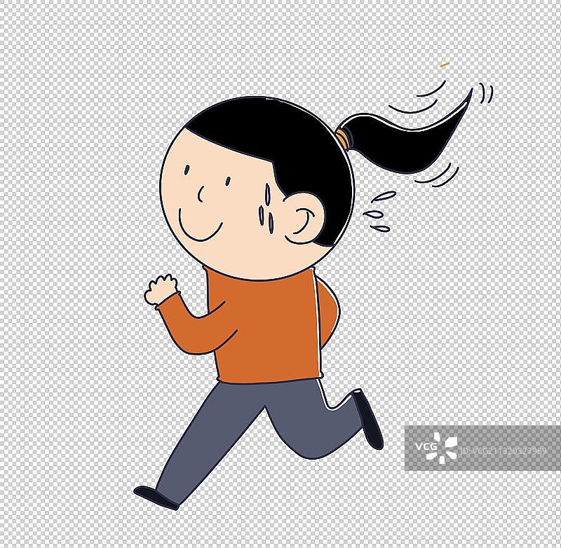 元素：跑步的女孩图片素材