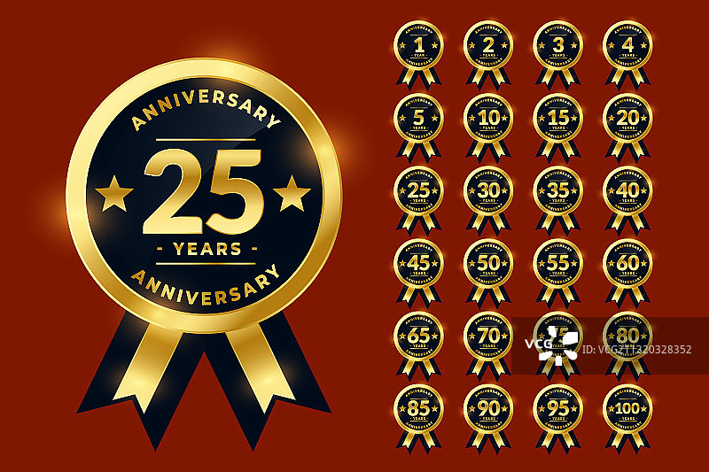 时尚金色周年纪念标签或标志图片素材
