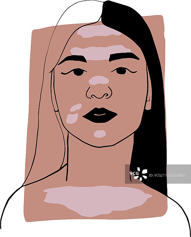 手绘年轻女性轮廓肖像图片素材