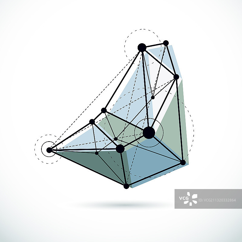 抽象几何3D线框对象图片素材