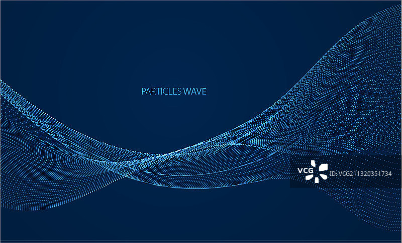 深色背景上的流动粒子波浪图片素材