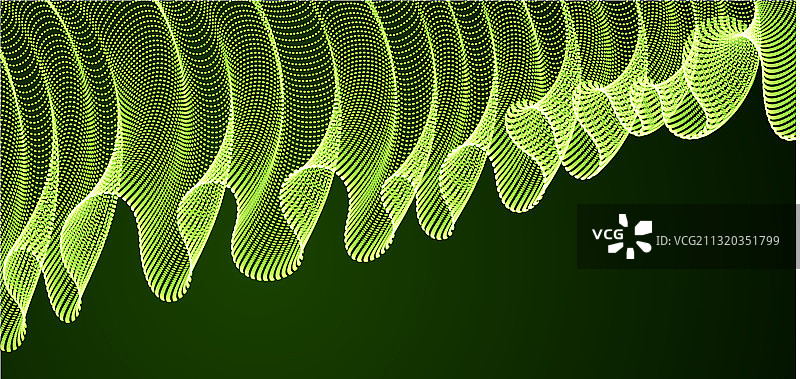 深色背景上动态的魔法粒子波浪图片素材