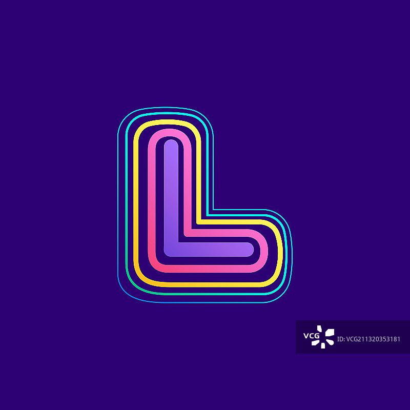 彩色线条L字母标志图片素材