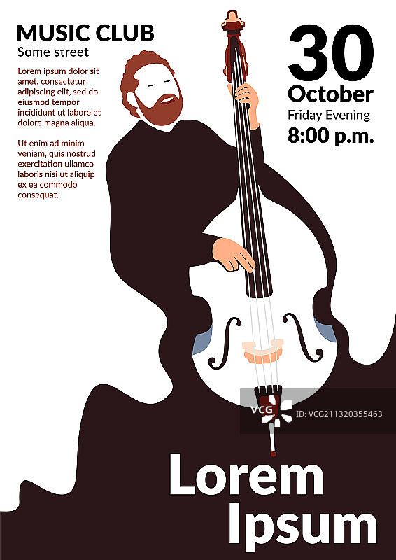 男子演奏低音提琴海报图片素材