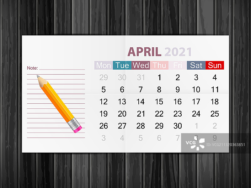 木质日历 2021年4月图片素材