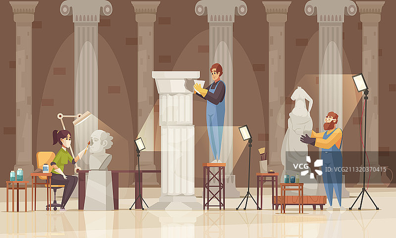 艺术家修复师博物馆场景图片素材