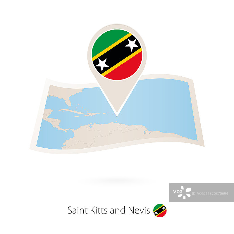 折叠的圣基茨和尼维斯纸质地图图片素材