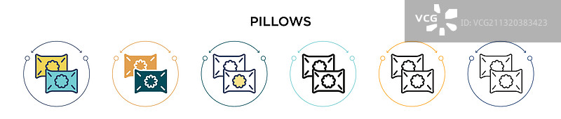 填充细线轮廓枕头图标图片素材