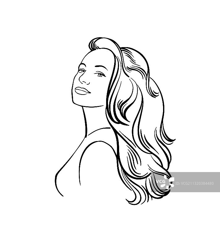 有着美丽头发的年轻女人肖像图片素材