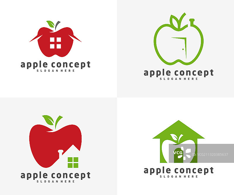 苹果屋标志设计模板水果套装图片素材
