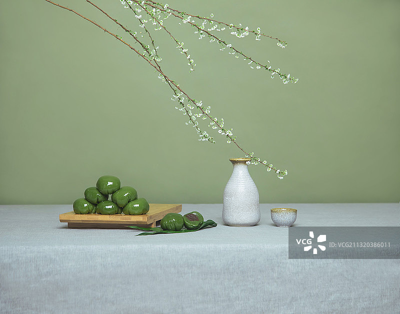 青团与酒,中国风,传统文化图片素材