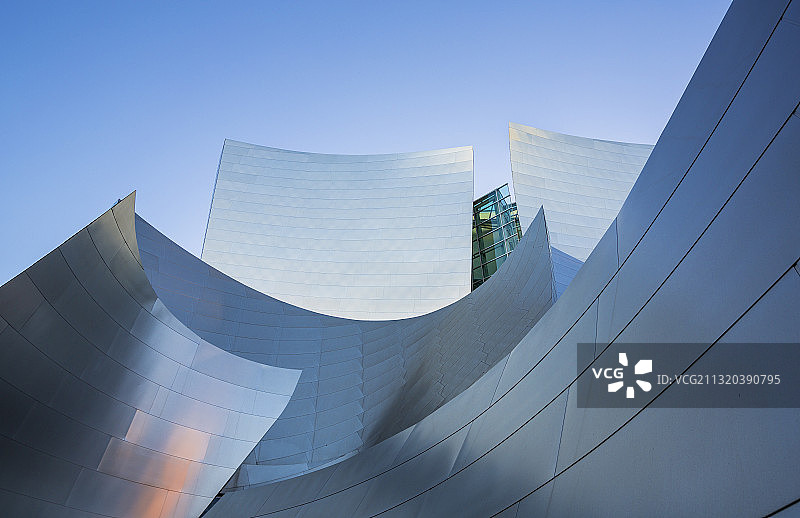 洛杉矶华特迪士尼音乐厅黄昏外 facade图片素材