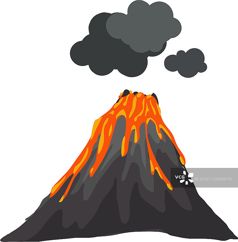卡通风格的火山喷发图标图片素材