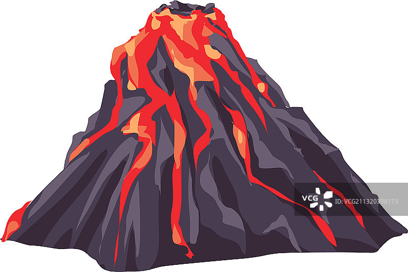 卡通风格的完整熔岩火山图标图片素材