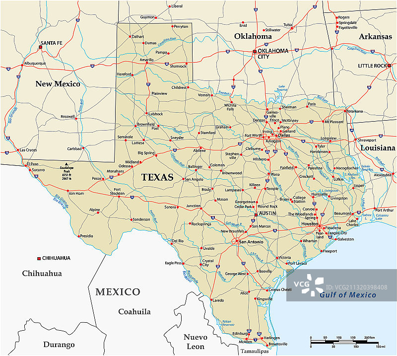 美国德克萨斯州道路地图图片素材