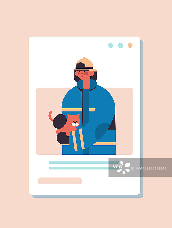 消防员抱着小猫图片素材