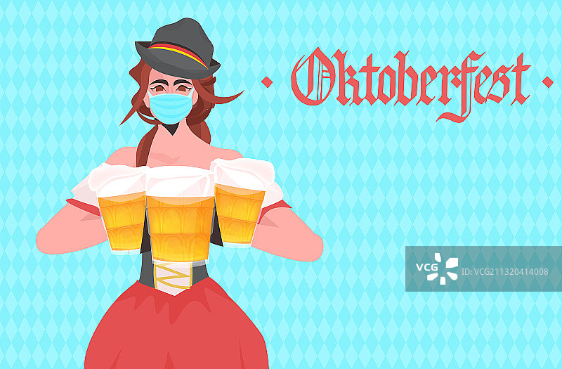 在啤酒节派对上拿着啤酒杯的女人图片素材