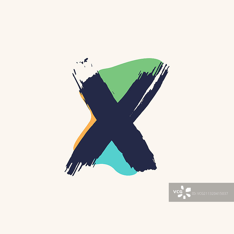 儿童风格X字母手写标志图片素材