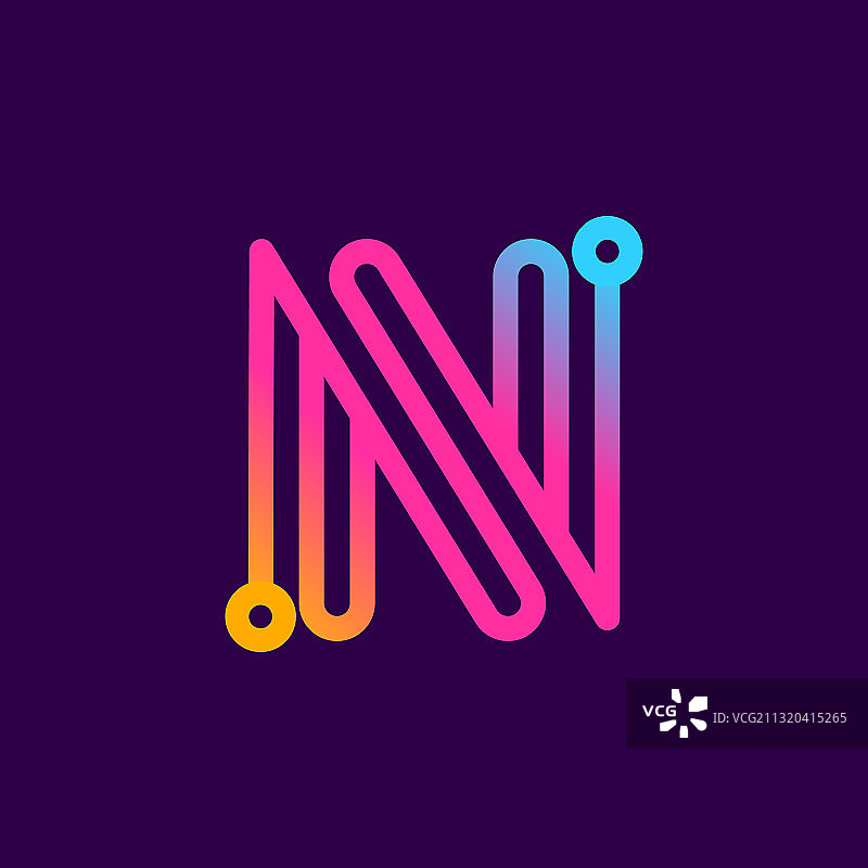 多色字母N标志，电线材质图片素材
