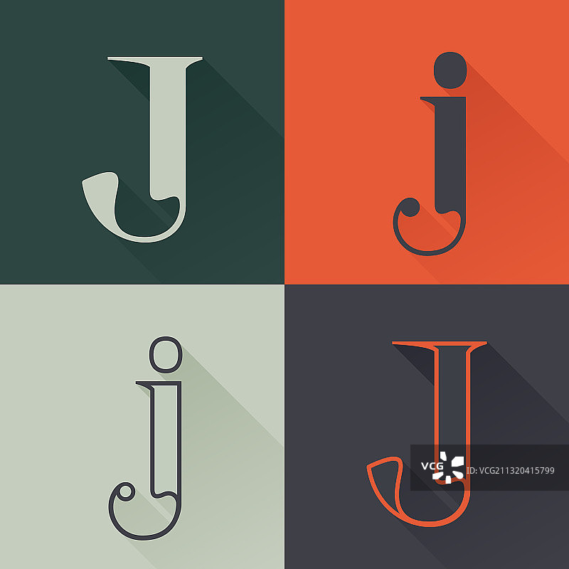 文艺复兴风格的经典字母J标志合集图片素材