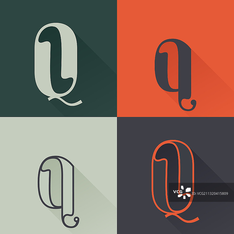 文艺复兴风格经典Q字母标志图片素材